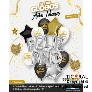 SET DE GLOBOS METALIZADO FRASE FELIZ AO 17 UNIDADES X 1